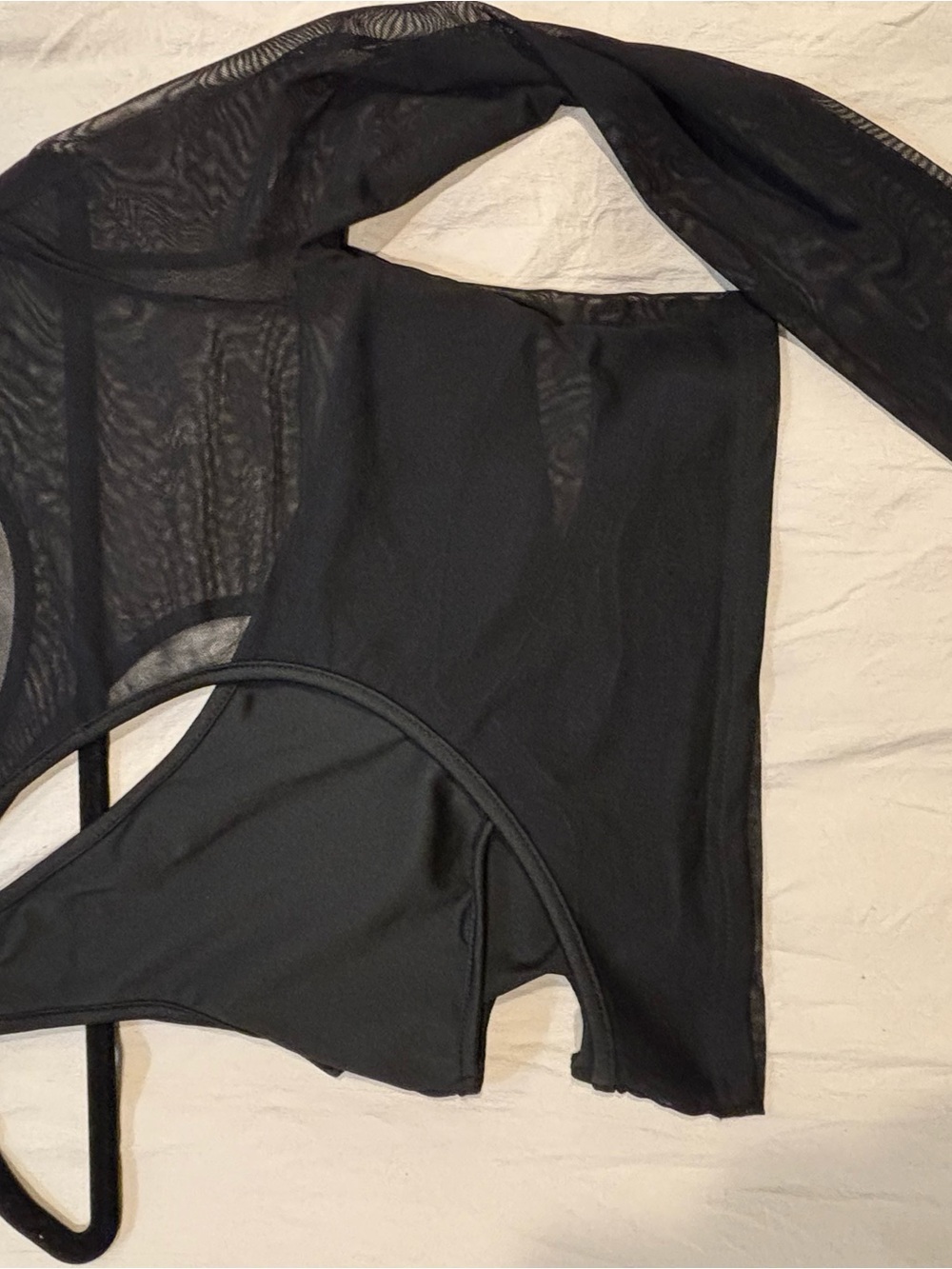 Black Sheer Mesh Long Sleeve Top